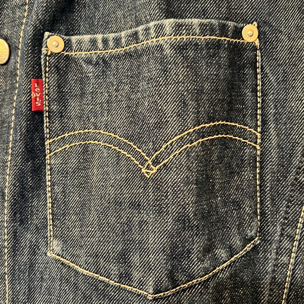 Levi’s Men’s Vest/Waistcoat Like New Medium Denim Blue Classic Collar Buttons - Picture 3 of 11